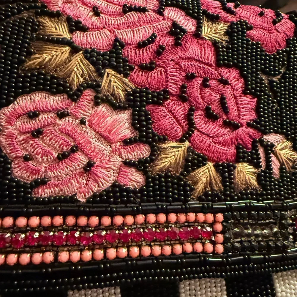 Mary Frances Black and Pink Floral Mini Bag - Picture 3 of 13